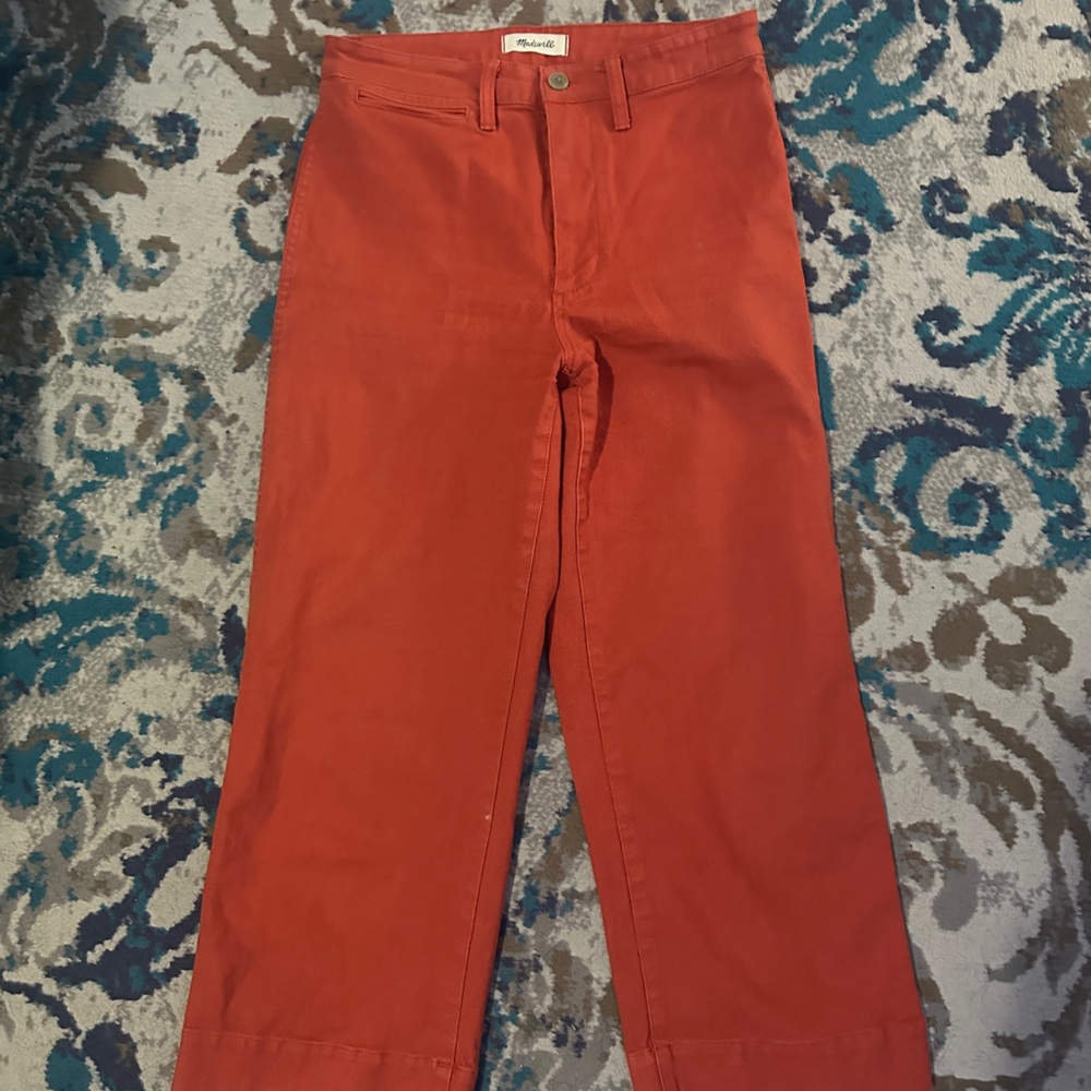 Madewell Emmet Wide Leg Crop Pants Burnt Orange Rust